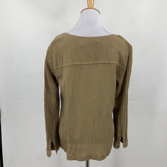 Soft Surroundings Top Women S Small Mushroom Ramie Blend Split Neck Gauzy Blouse - Picture 3 of 10